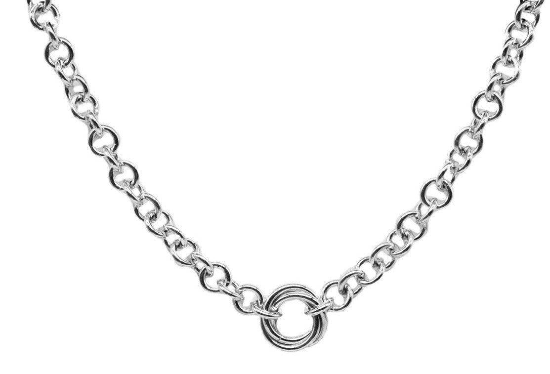 BDSM Locking Day Collar Heavy Celtic Trinity Knot O Ring Cable Solid 925 Sterling g1