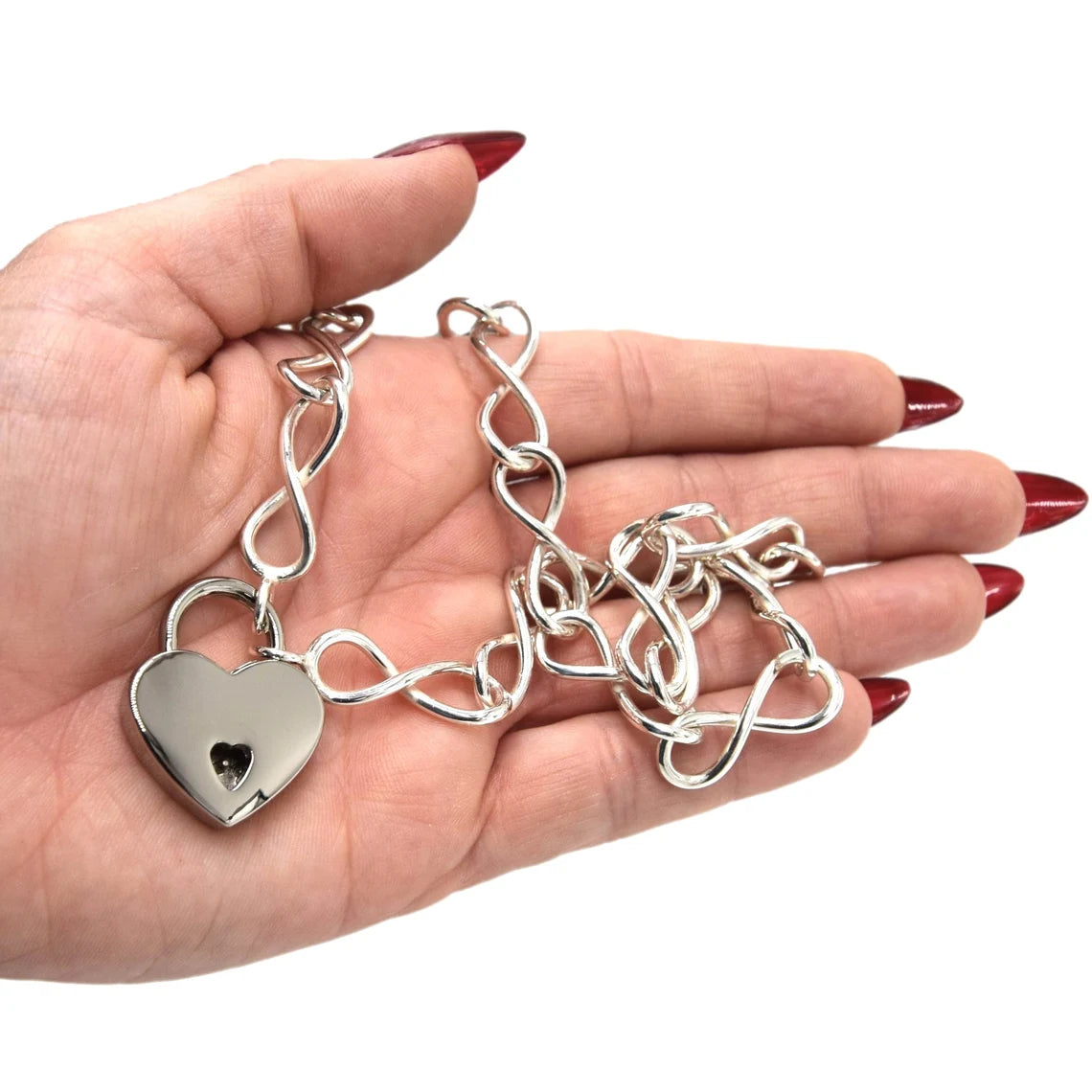 BDSM Submissive Locking Day Collar Heavy Eternity Infinity Links Solid 925 Sterling Silver g3