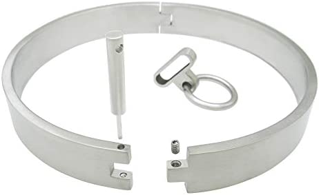 Classic Eternal High Quality BDSM Locking Solid Flat 316L Stainless Steel Solid Very Heavy 17MM Locking Neck Cuff Collar w/ Removable O ring
