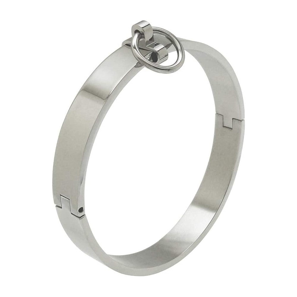 Classic Eternal High Quality BDSM Locking Solid Flat 316L Stainless Steel Solid Very Heavy 17MM Locking Neck Cuff Collar w/ Removable O ring