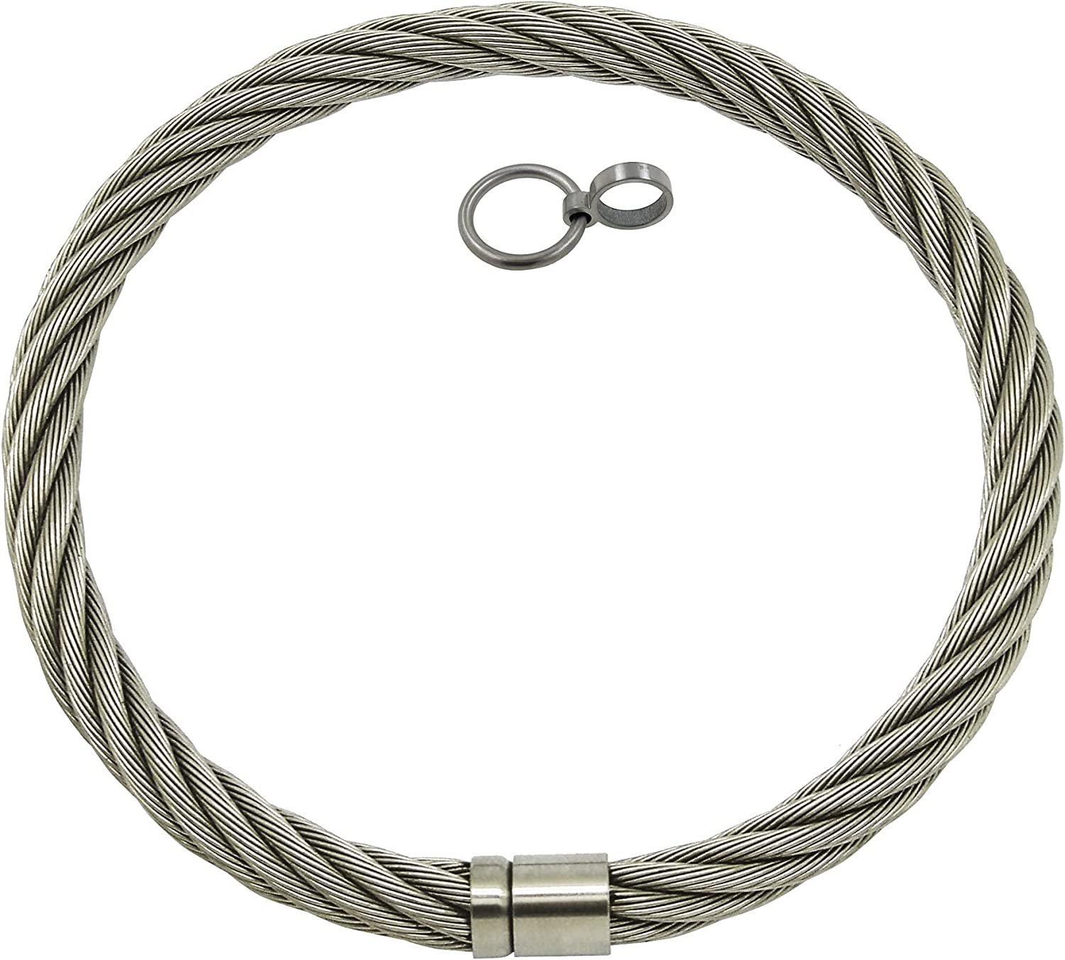 Classic Eternal High Quality Solid 316L Stainless Steel Twisted Wire Shibari Very Heavy 10MM Locking Neck Cuff w/Removable O ring BDSM Collar