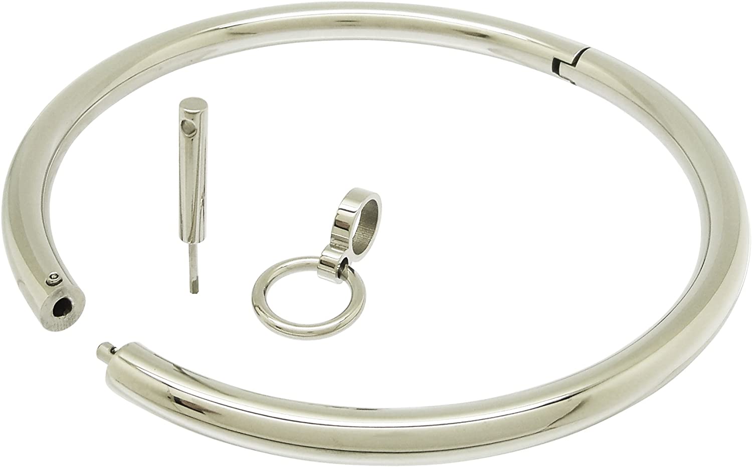 Classic Eternal High Quality BDSM Locking Solid Round 316L Stainless Steel Solid Very Heavy 10MM Locking Neck Cuff Collar w/ Removable O ring