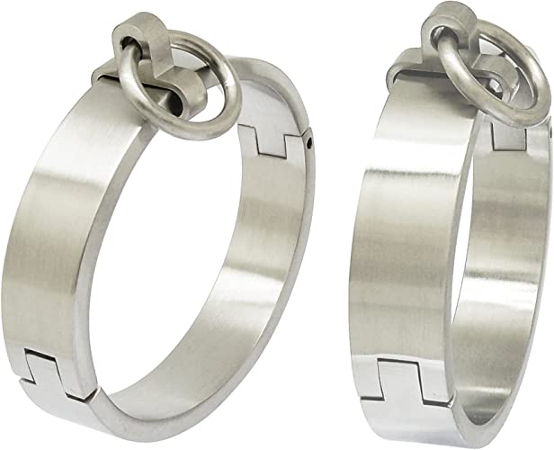 High Quality Heavy 316L Stainless Steel Flat Oval Lockable Wrist Ankle Cuffs with Removable O Ring