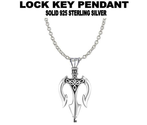 BDSM Dominant Gift - Custom Trident Pendant Key Necklace Solid 925 Sterling Silver
