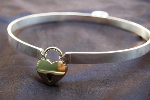 High Quality 925 Sterling Silver Hypoallergenic Locking, lock, padlock BDSM Cuff Day Collar Bondage Sub Kink Slave Submissive ToBeHis Engraving