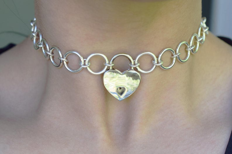 Solid 925 Sterling Silver Medium O Ring Link BDSM Day Collar g3