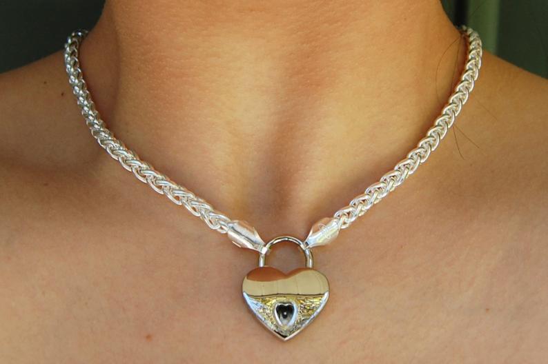 BDSM Submissive Locking Day Collar Solid 925 Sterling Silver Heavy Makou g3