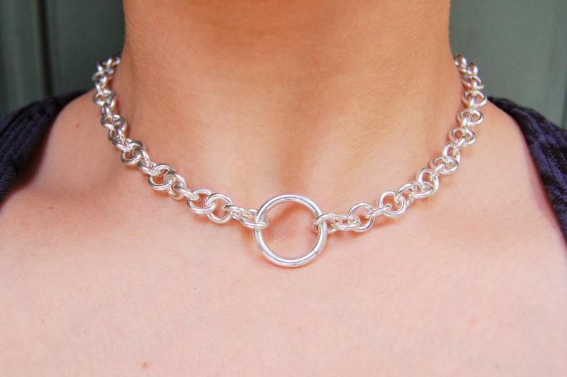 Heavy O Ring Cable Solid 925 Sterling BDSM Day Collar g1