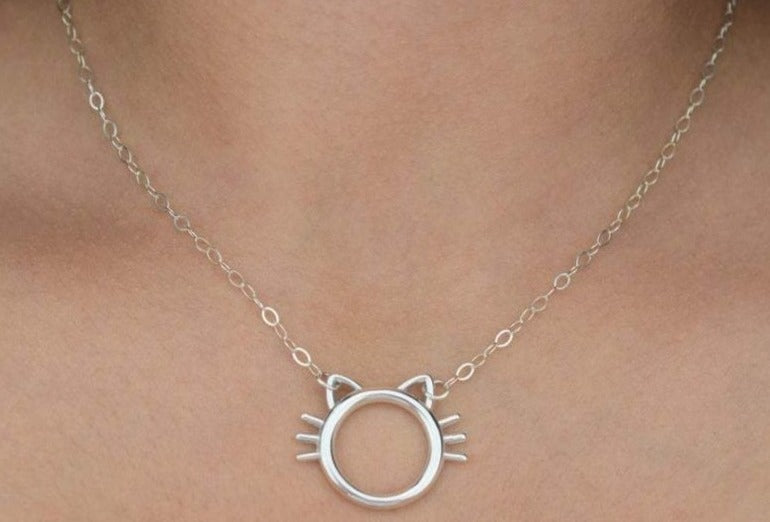 Kitty w/Whiskers Solid 925 Sterling Silver BDSM Day Collar g2