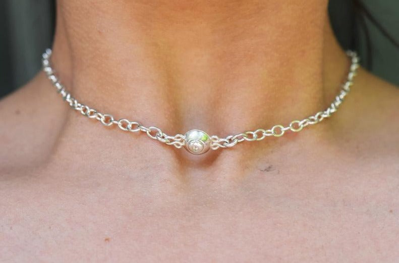 Classic Oval link 925 Sterling Silver BDSM Day Collar g5