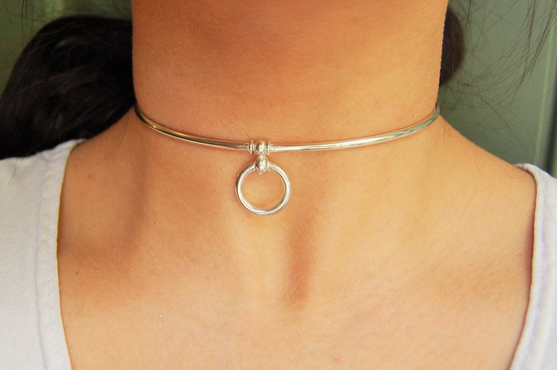 Round O Ring 925 Sterling Silver BDSM Day Collar Cuff g1