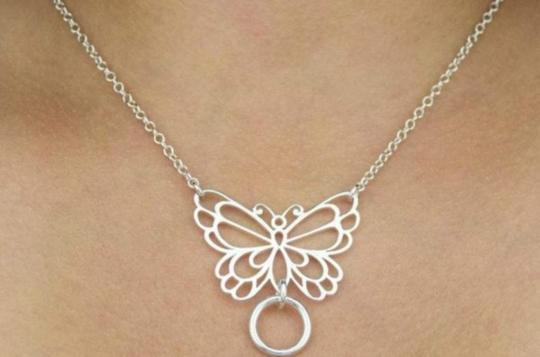 Butterfly O Ring Solid 925 Sterling Silver Day Collar g2