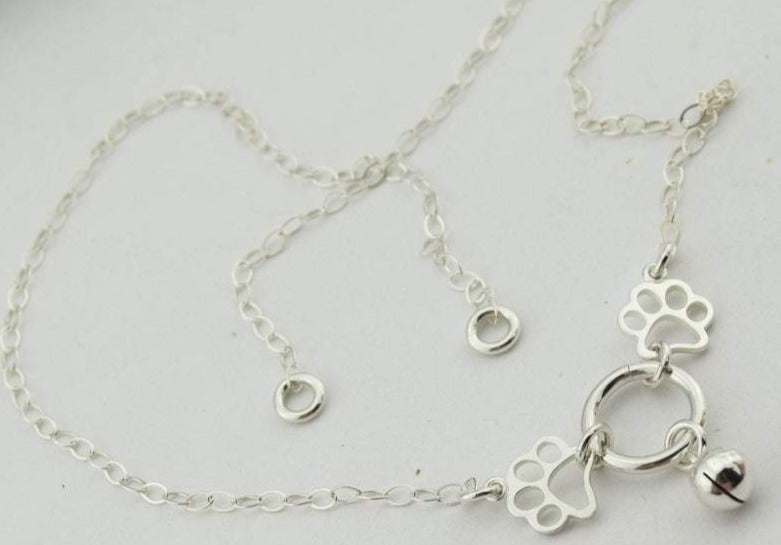 BDSM Submissive Minimalist Locking Day Collar Paws O Ring Tiny Bell Solid 925 Sterling Silver g4