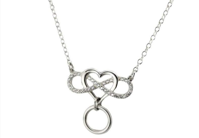 Infinity Heart O Ring CZ Crystal 925 Sterling BDSM Day Collar g2