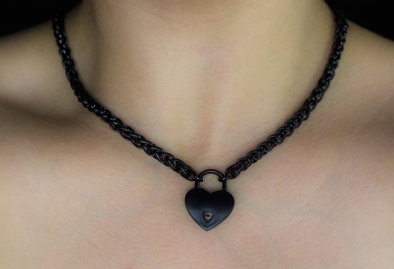 Black Coated 316L Surgical Stainless Steel Heavy Makou BDSM Day Collar s3