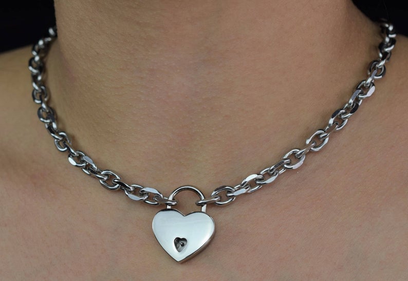 316L Surgical Stainless Steel Medium Slant Oval BDSM Day Collar s4