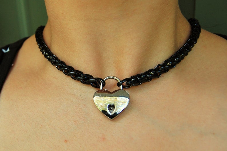 Black Coated 316L Surgical Stainless Steel Heavy Makou BDSM Day Collar s3