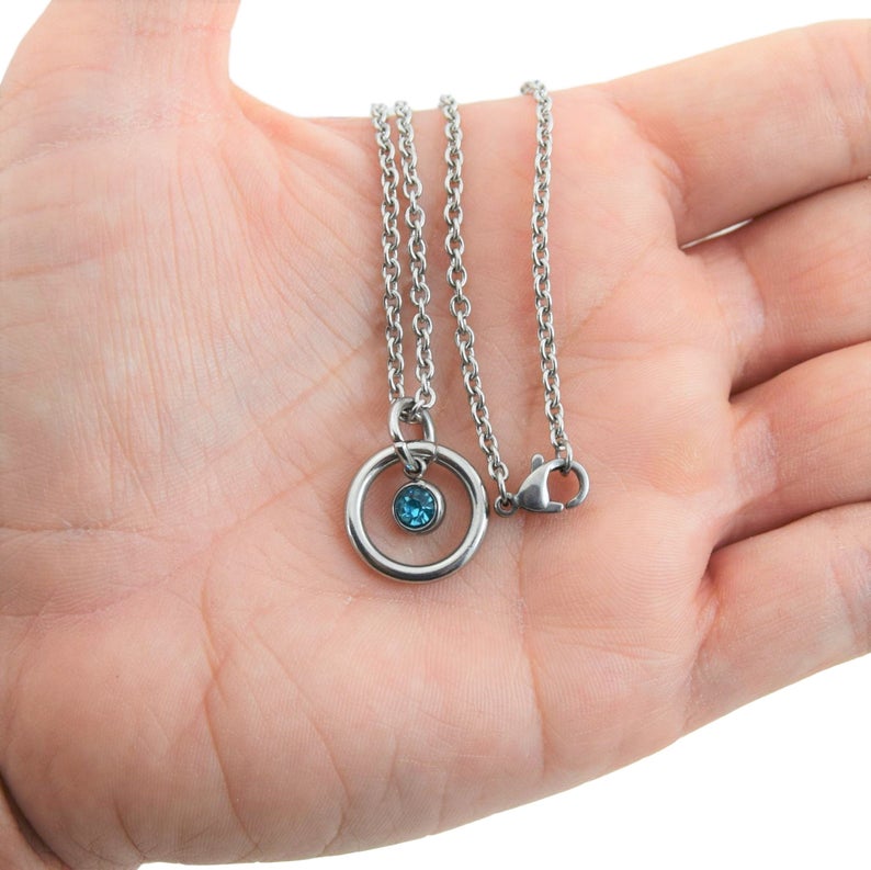 316L Surgical Stainless Steel O ring with Crystal BDSM Day Collar s2