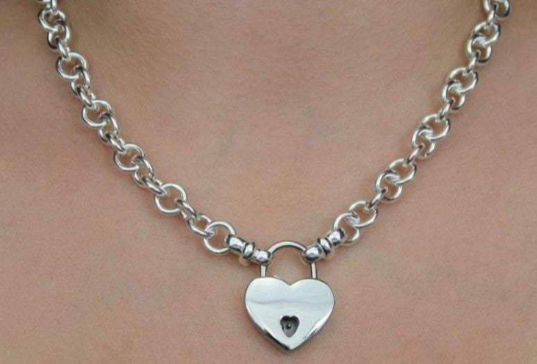 BDSM Locking Day Collar O Ring Submissive Heavy Cable w/BDSM Shibari ends Solid 925 Sterling g3