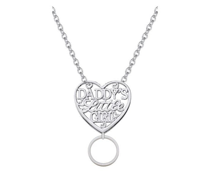 Littles BDSM Locking Day Collar Heart Filigree O Ring "Daddy's Little Girl" Submissive Minimalist Solid 925 Sterling Silver