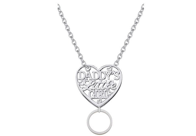 Littles BDSM Locking Day Collar Heart Filigree O Ring "Daddy's Little Girl" Submissive Minimalist Solid 925 Sterling Silver