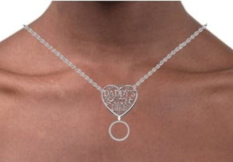Littles BDSM Locking Day Collar Heart Filigree O Ring "Daddy's Little Girl" Submissive Minimalist Solid 925 Sterling Silver