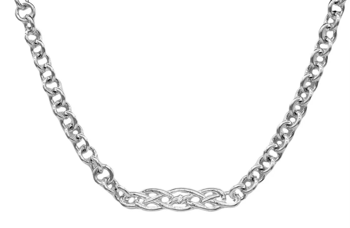 BDSM Locking Ankle Day Collar Jewelry Necklace of Lock and O ring with large sterling bell available in solid 316L Stainless Steel or 925 sterling silver shown on a white background