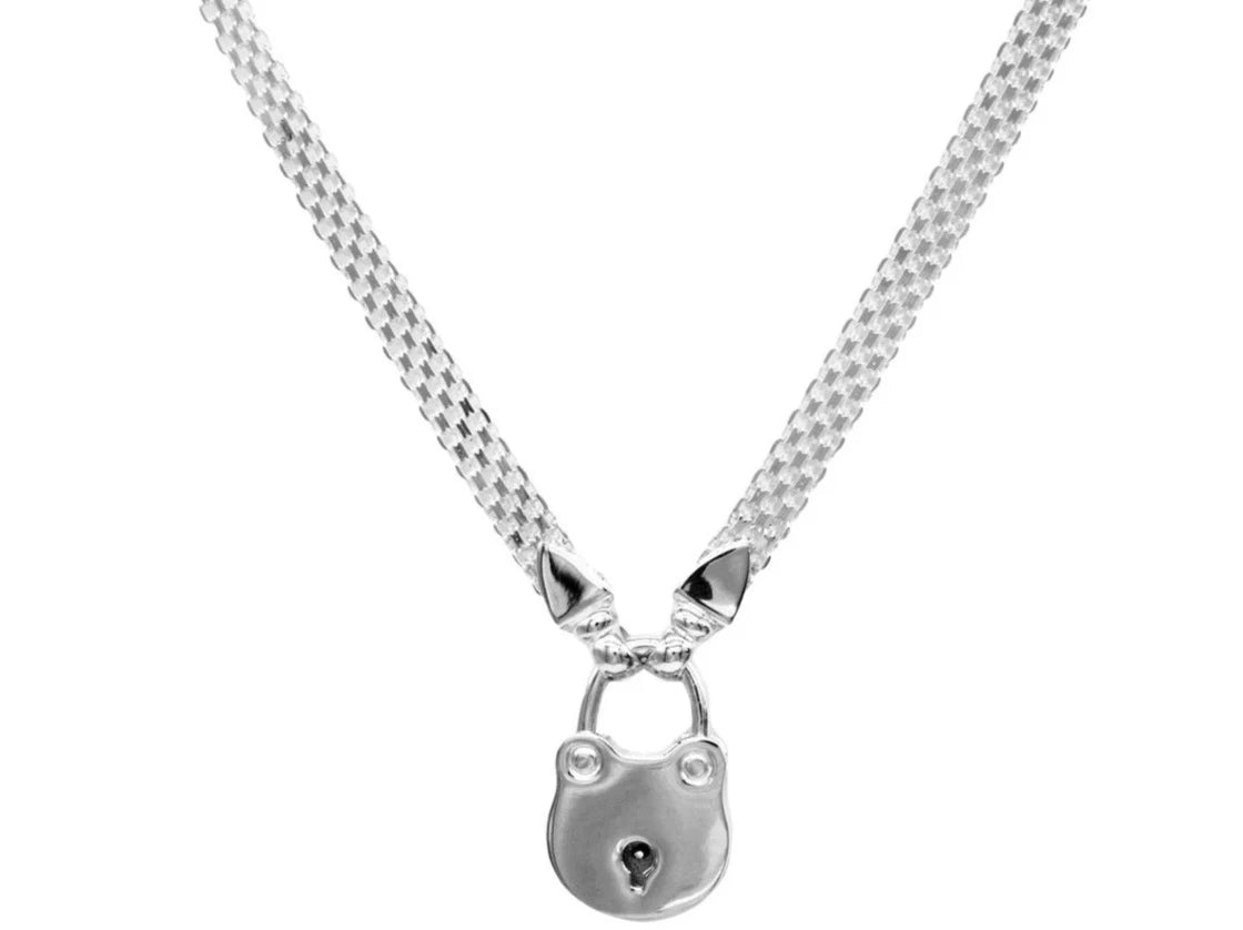 BDSM Locking Day Collar Submissive Solid 925 Sterling Silver Triscuit w/Fancy Ends g3