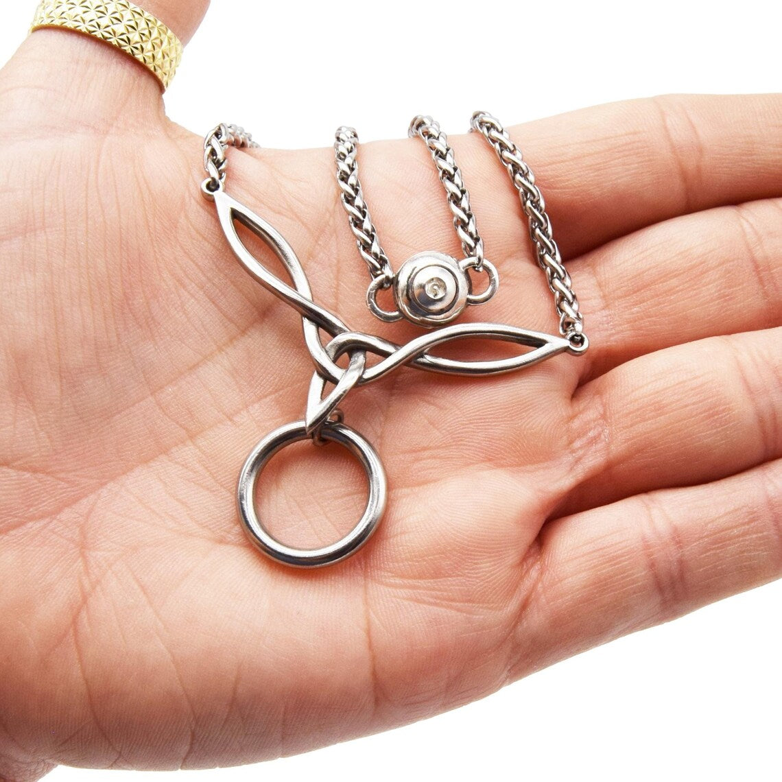 Double Infinity Celtic Knot O Ring BDSM Discreet Locking Day Collar 316L Surgical Stainless Steel s2