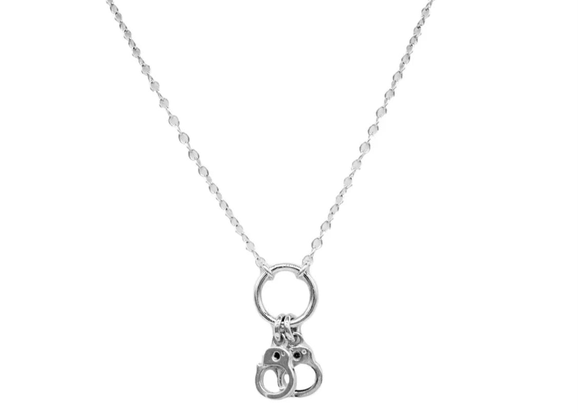 Hand cuffs O ring BDSM Locking Day Collar 925 Solid Sterling Silver g4