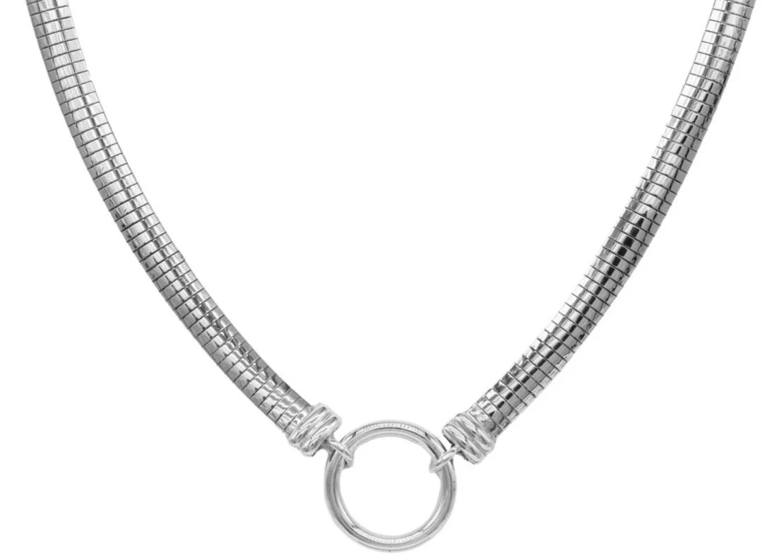 BDSM Locking Day Collar O Ring Submissive Flex Cuff O Ring Solid 925 Sterling Silver g1