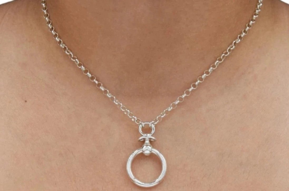 Littles 24/7 Wear Secret Locking Pacifier O Ring Submissive BDSM Day Collar DDLG Solid 925 Sterling Silver Discreet Necklace g4