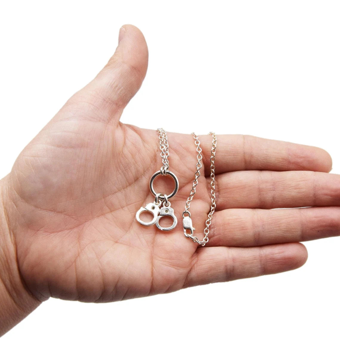 Hand cuffs O ring BDSM Locking Day Collar 925 Solid Sterling Silver g4