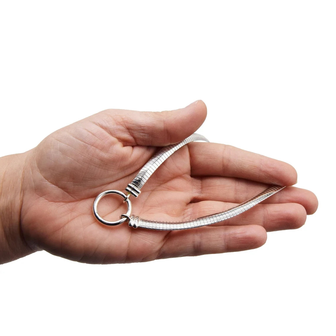 BDSM Locking Day Collar O Ring Submissive Flex Cuff O Ring Solid 925 Sterling Silver g1