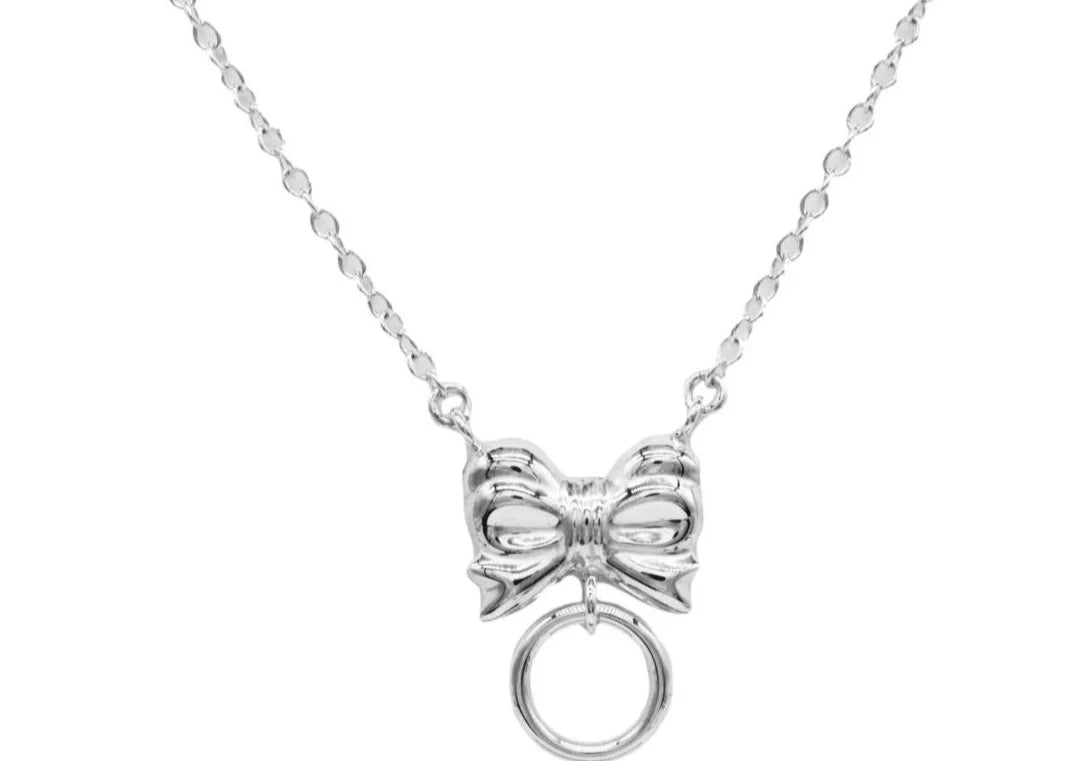 Baby Bow O Ring DDLG Littles BDSM Locking Day Collar 925 Solid Sterling Silver Slave Submissive Pet Baby Girl Bondage g4