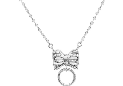 Littles 24/7 wear Locking BDSM Baby Bow O Ring Collar DDLG 925 Solid Sterling Silver Slave Submissive Pet Baby Girl Bondage   g4