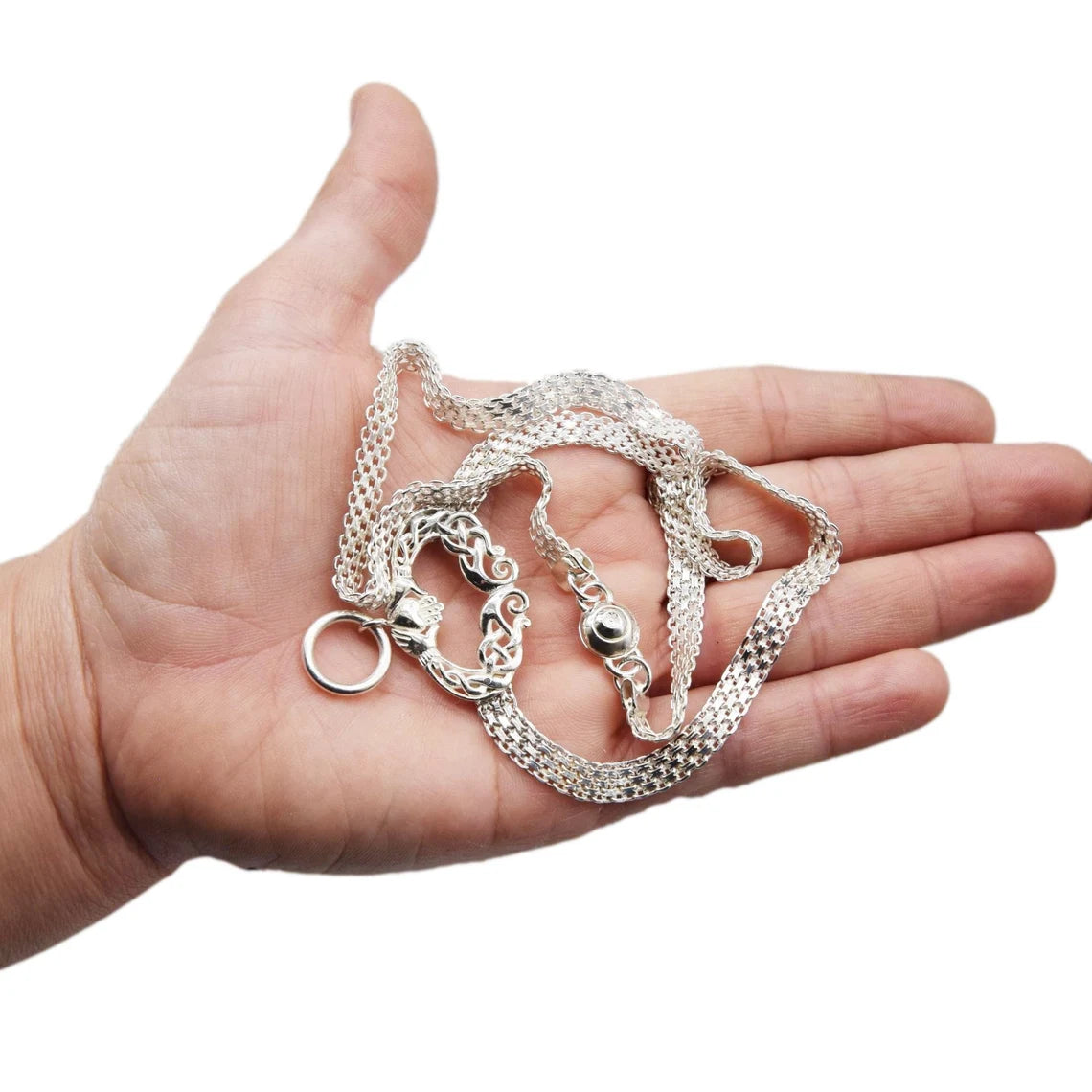 BDSM Locking Day Collar Submissive Celtic Claddagh O ring Triscuit Solid 925 Sterling Silver g4