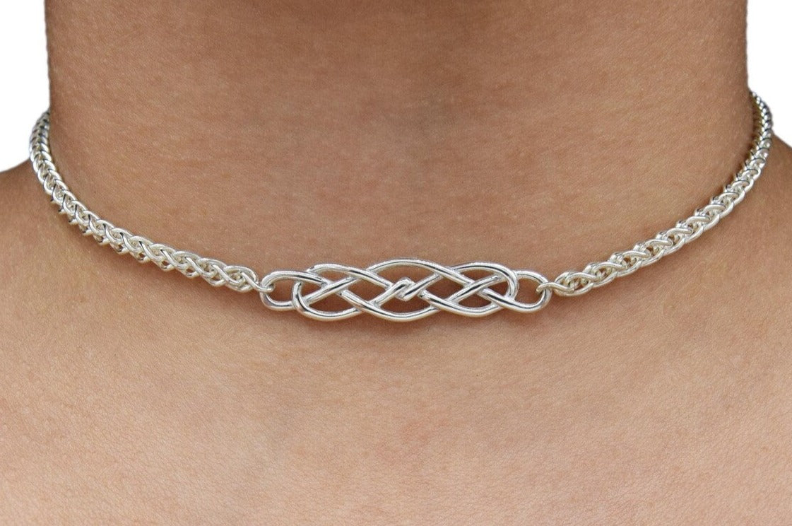 2 in 1 Reversible BDSM Submissive Day Collar 925 Sterling Locking Discreet Celtic Knot W/ Makou g2