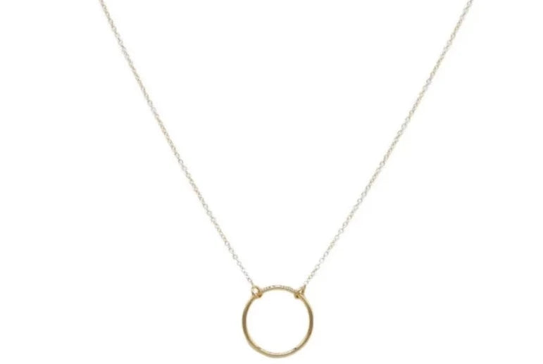 BDSM Locking Day Collar Jewelry Necklace of Lock and O ring available in solid 316L Stainless Steel or 925 sterling silver as well as rose yellow and white 14K gold shown on a white background