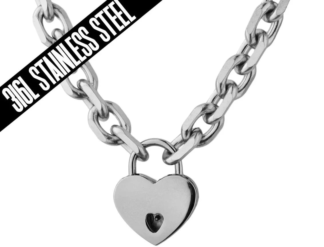 316L Surgical Stainless Steel Heavy Slant Oval BDSM Day Collar s1