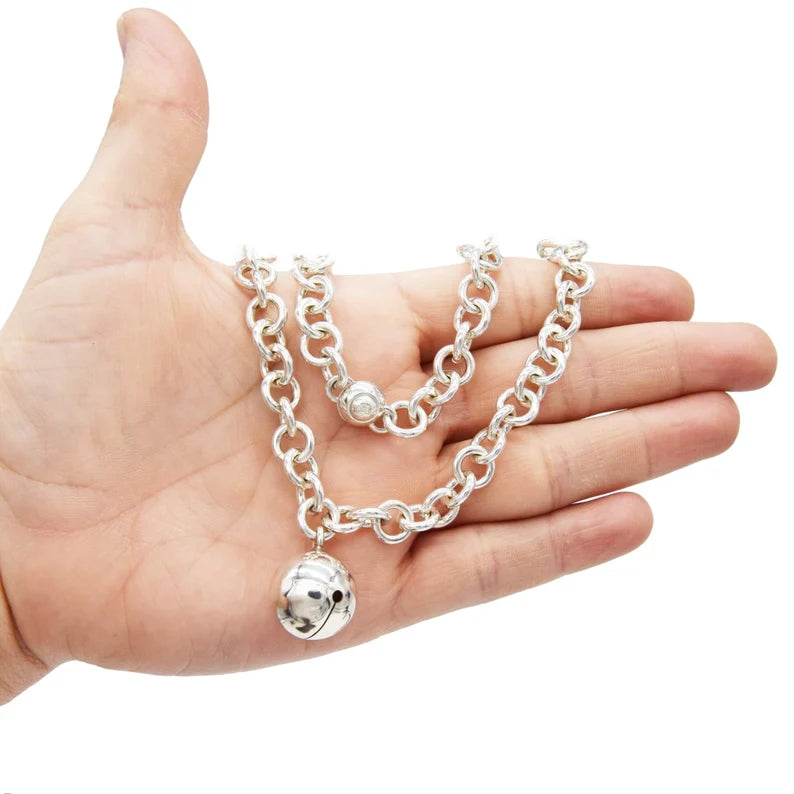 BDSM Submissive Locking Eternity Bell Ankle Day Collar Heavy Solid 925 Sterling Silver Anklet g3