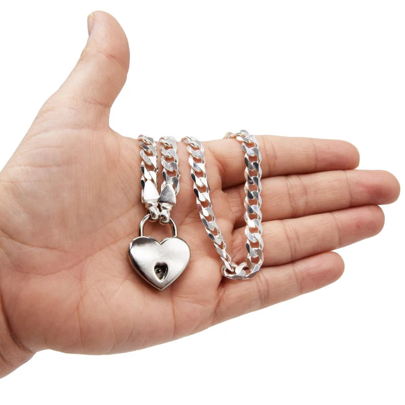 Solid 925 Sterling Silver Submissive Locking ZLink BDSM Day Collar with Fancy Ends g5