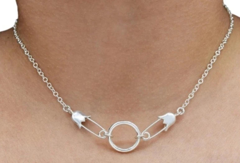 Littles DDLG Baby Pin O Ring Collar BDSM Locking Day Collar 925 Solid Sterling Silver g4