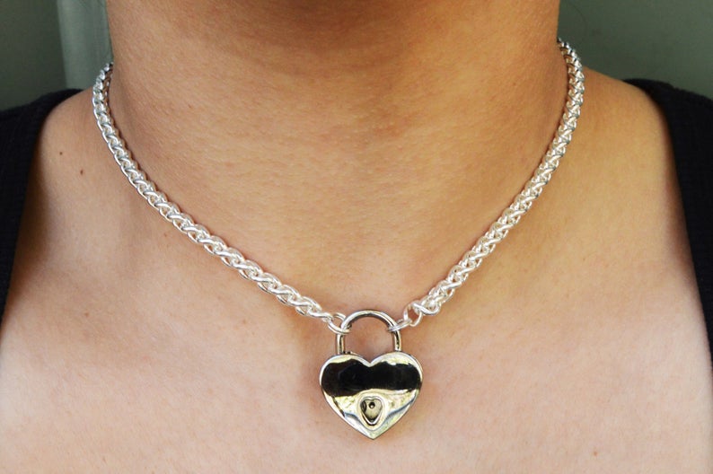 Medium Makou BDSM Locking Day Collar Solid 925 Sterling Silver g5