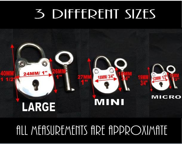 925 Solid Sterling Silver Hypoallergenic Functional Working Round Padlock Lock 925 Key BDSM Slave Sub Pet Submissive Bondage Collar