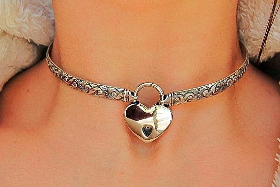 High Quality 925 Sterling Silver Hypoallergenic Locking, lock, padlock BDSM Cuff Day Collar Bondage Sub Kink Slave Submissive ToBeHis Engraving