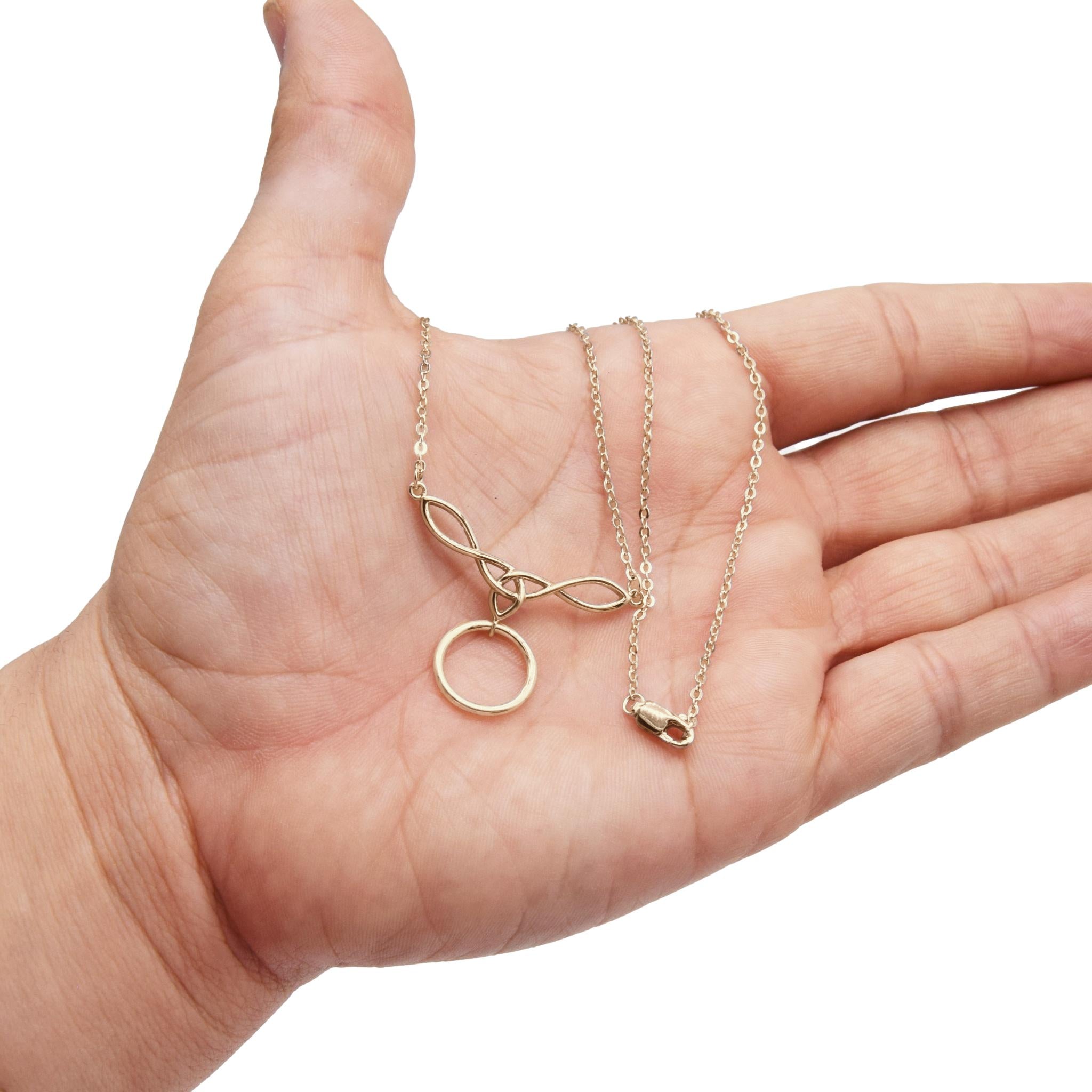 BDSM Submissive Discreet Locking Minimalist Day Collar O Ring Micro Double Celtic Infinity Knot Solid 14K Gold Yellow - Pink - or White 24/7 Wear