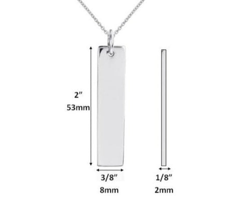 BDSM Dominant Gift - Custom Engraving Heavy Bar Tag Necklace Solid 925 Sterling Silver w/Secret Key option