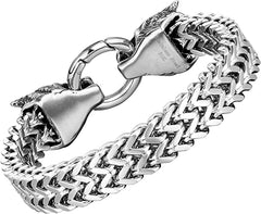 BDSM Dominant Gift: High Grade Solid 316L Stainless Steel Wolf Head O ring Bracelet
