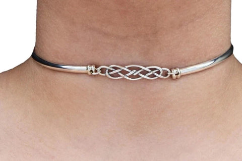 BDSM Discreet Locking Day Collar Celtic Knot  Solid 925 Sterling Silver Flexible Cuff Collar w/ 6 gauge Half Round   g1